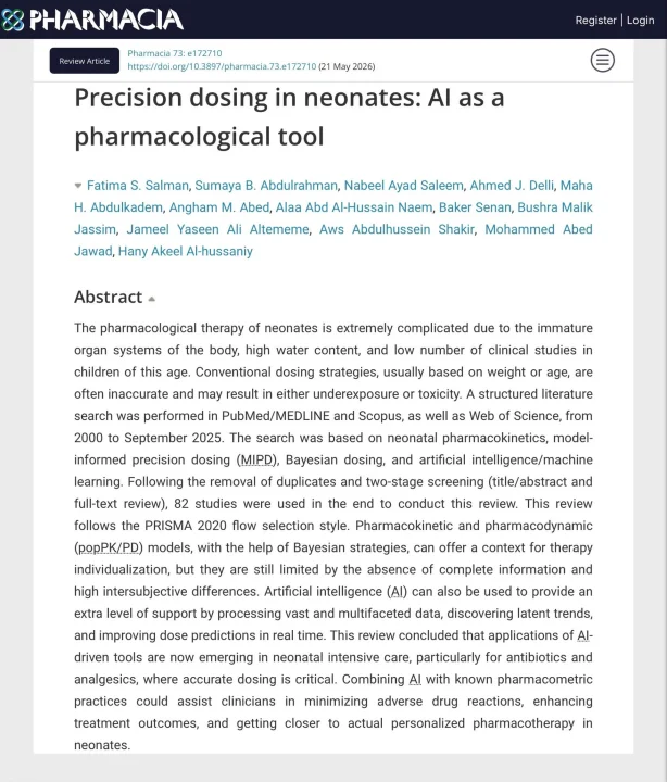 College of Pharmacy New Scientific Contribution in Artificial Intelligence and Pharmaceutical Applications