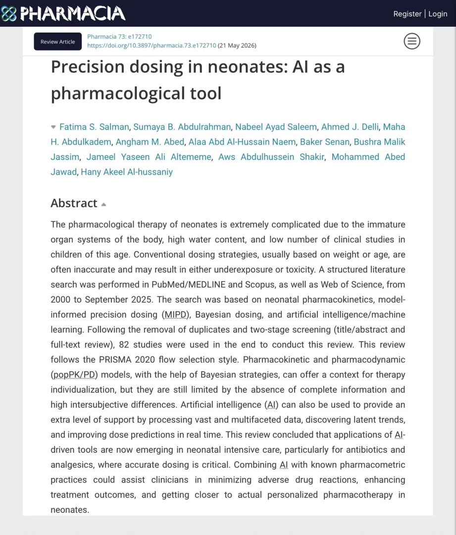 College of Pharmacy New Scientific Contribution in Artificial Intelligence and Pharmaceutical Applications